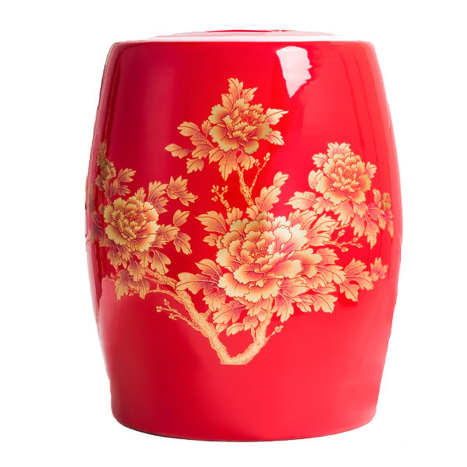 Chiński Ceramiczny Pojemnik na Ryż, Zamknięty Słoik do Przechowywania Ryżu z Pokrywką, Klasyczny Domowy Porcelanowy Słoik do Przechowywania Żywności, Dekoracyjny Słoik(Red-A,25KG)