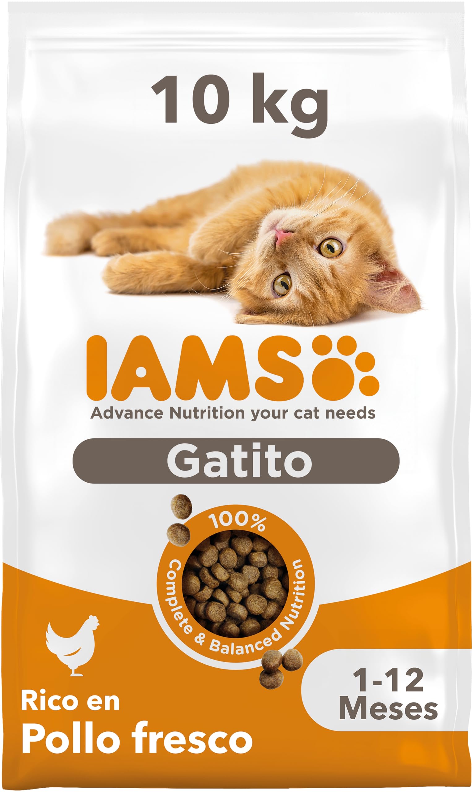 IAMS Alimento seco para gatitos de 1-12 meses con pollo fresco, 10 kg