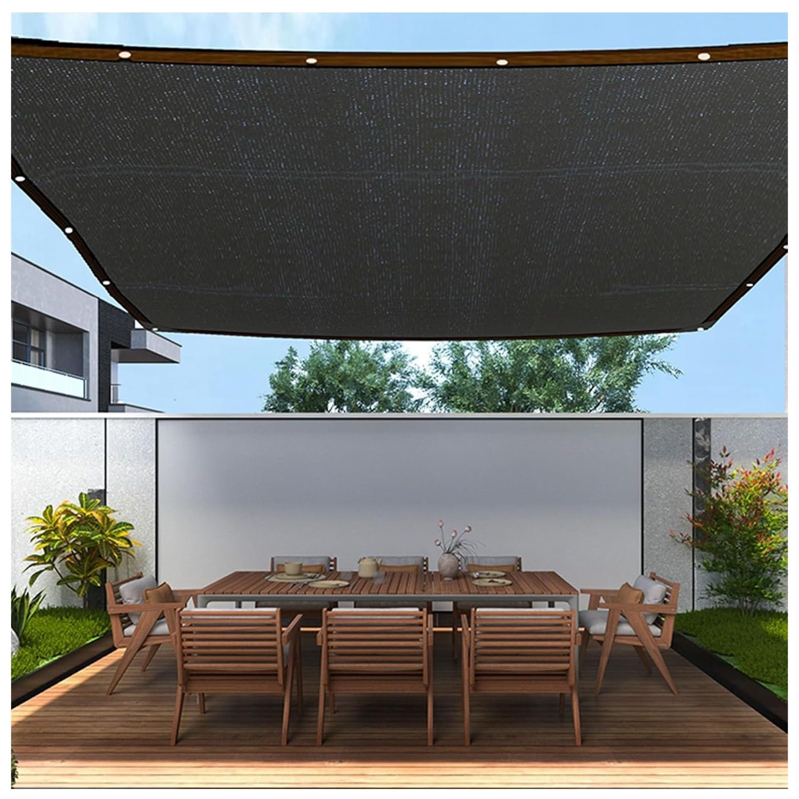 Toile d'ombrage de jardin noire 3x5m pour serre et pergola