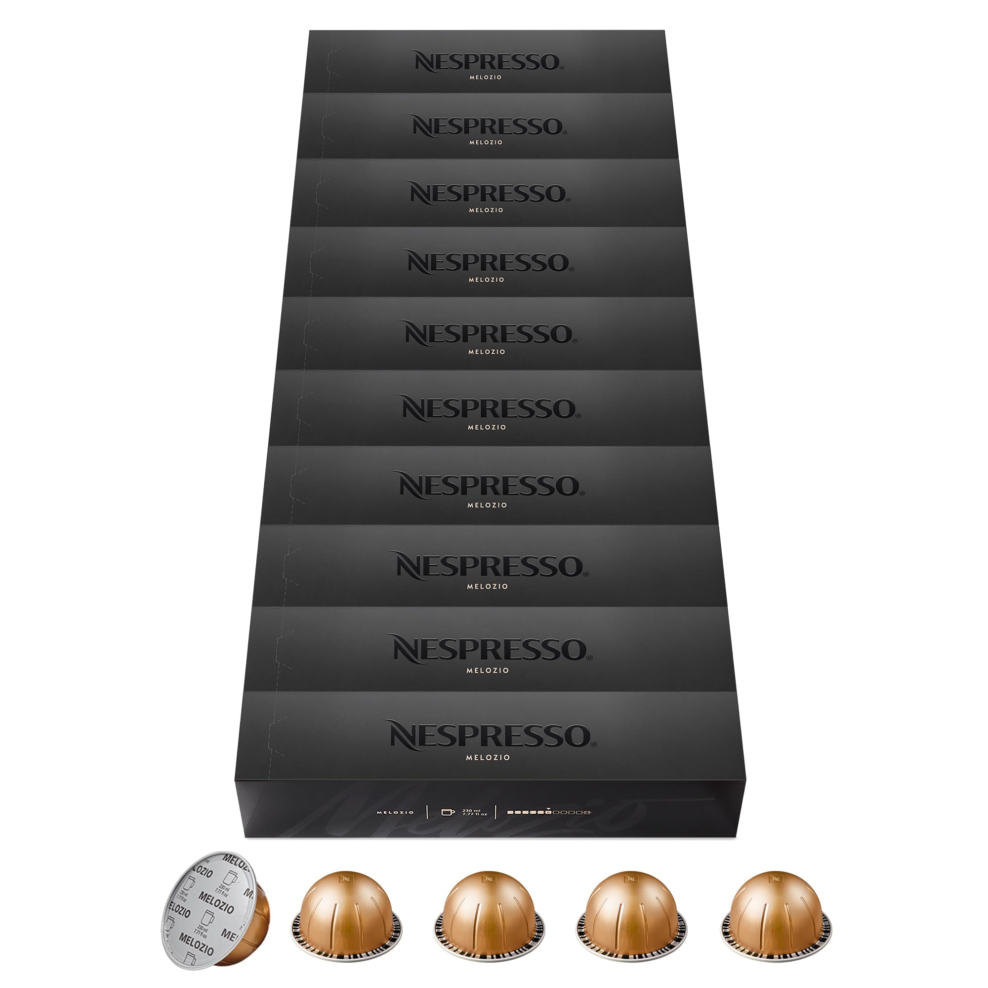 NESPRESSO VERTUO Melozio 100 Kaffeekapseln | Arabica Kaffee, Mittlere Röstung, Intensität 6, Ideal für große Kaffeetasse