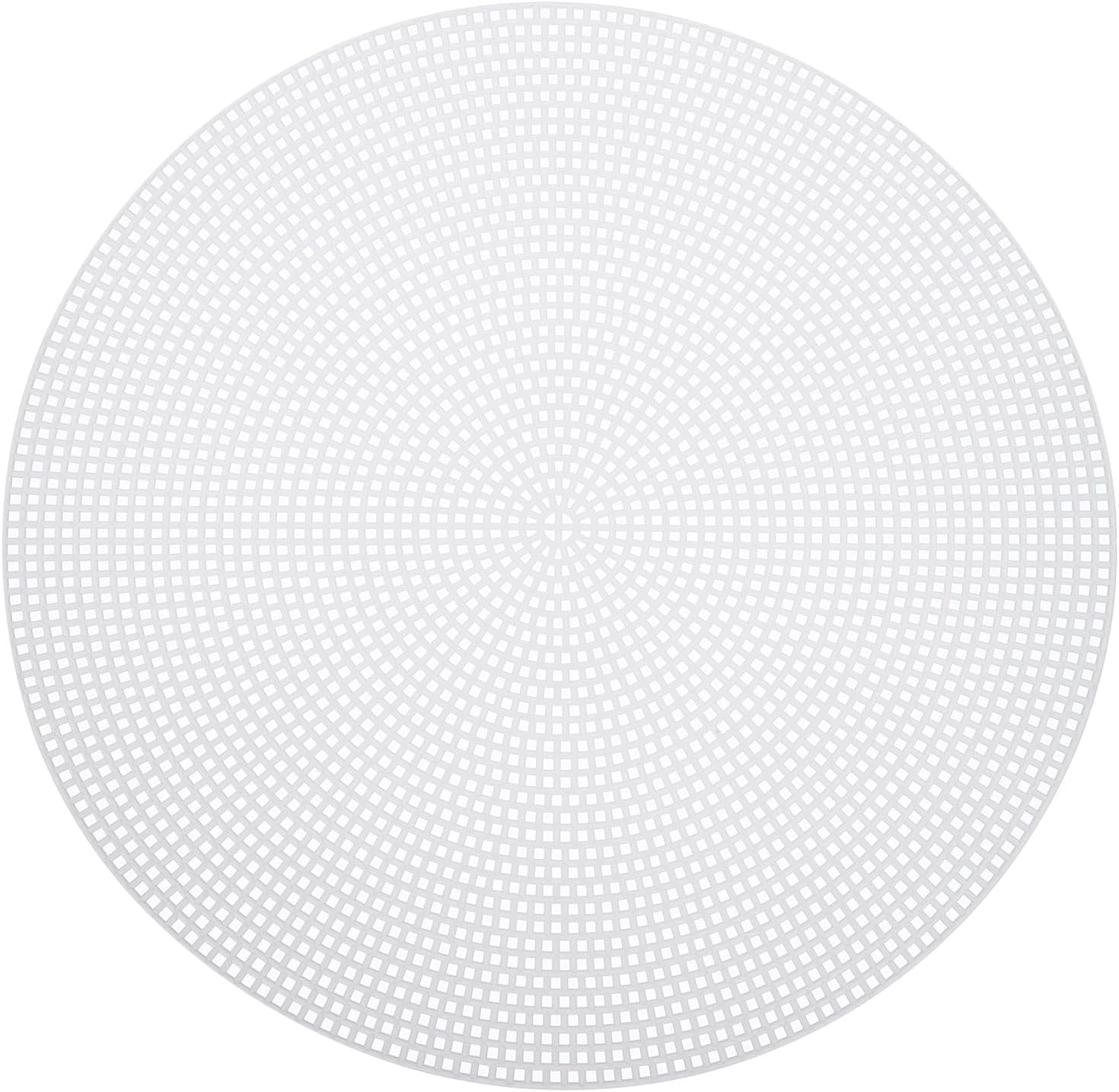 MECCANIXITY 8pcs 12" Plastic Mesh Canvas Sheet 12 Count Round Needlepoint Blank Canvas for Embroidery Knit Crochet Acrylic Yarn Crafting, White