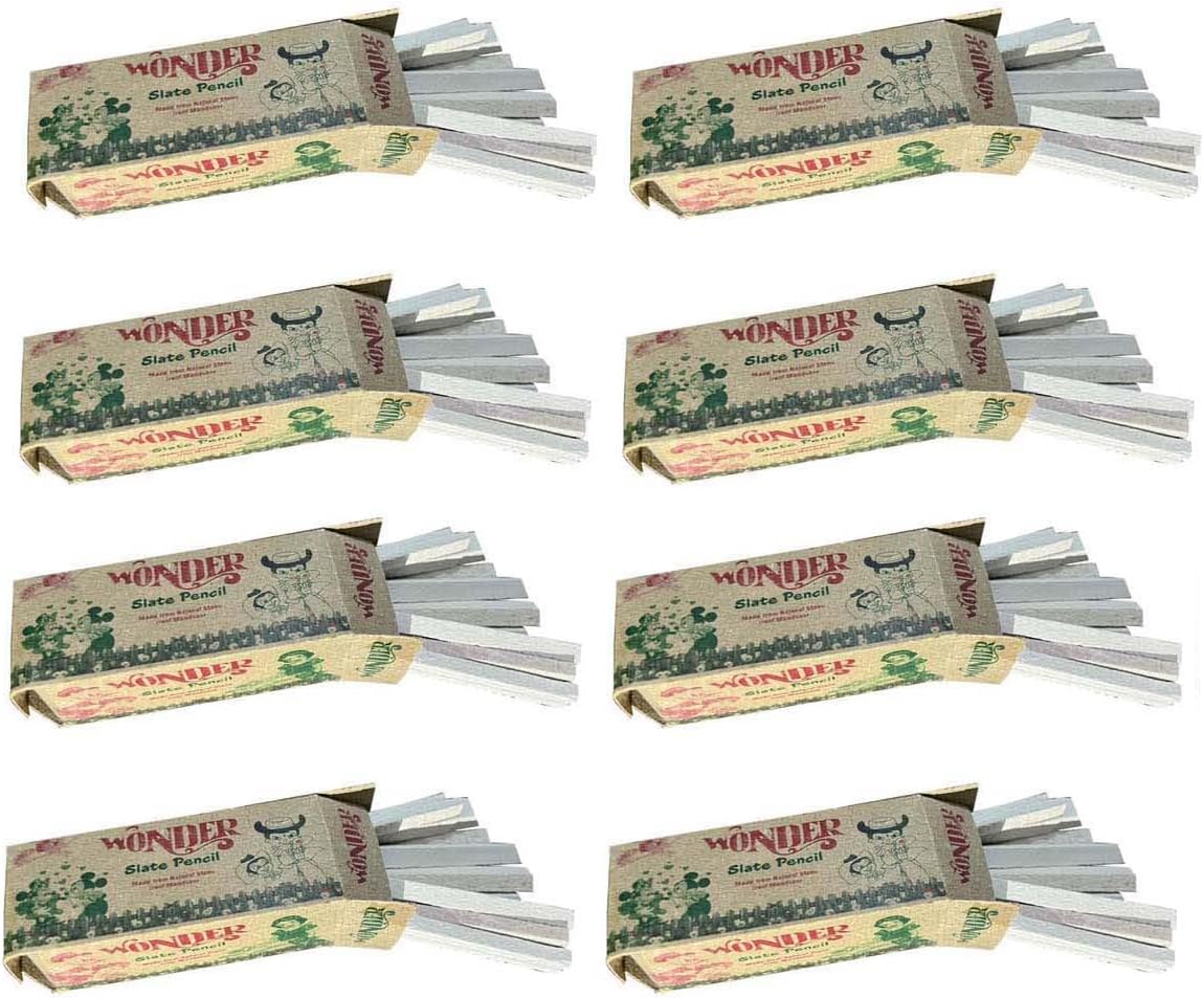Saponharsh Natural Limestone Dust-Free Slate Chalk Pencils for Schools White Slate Pencils For Adults and Children Salati Chalk Box 8 PC