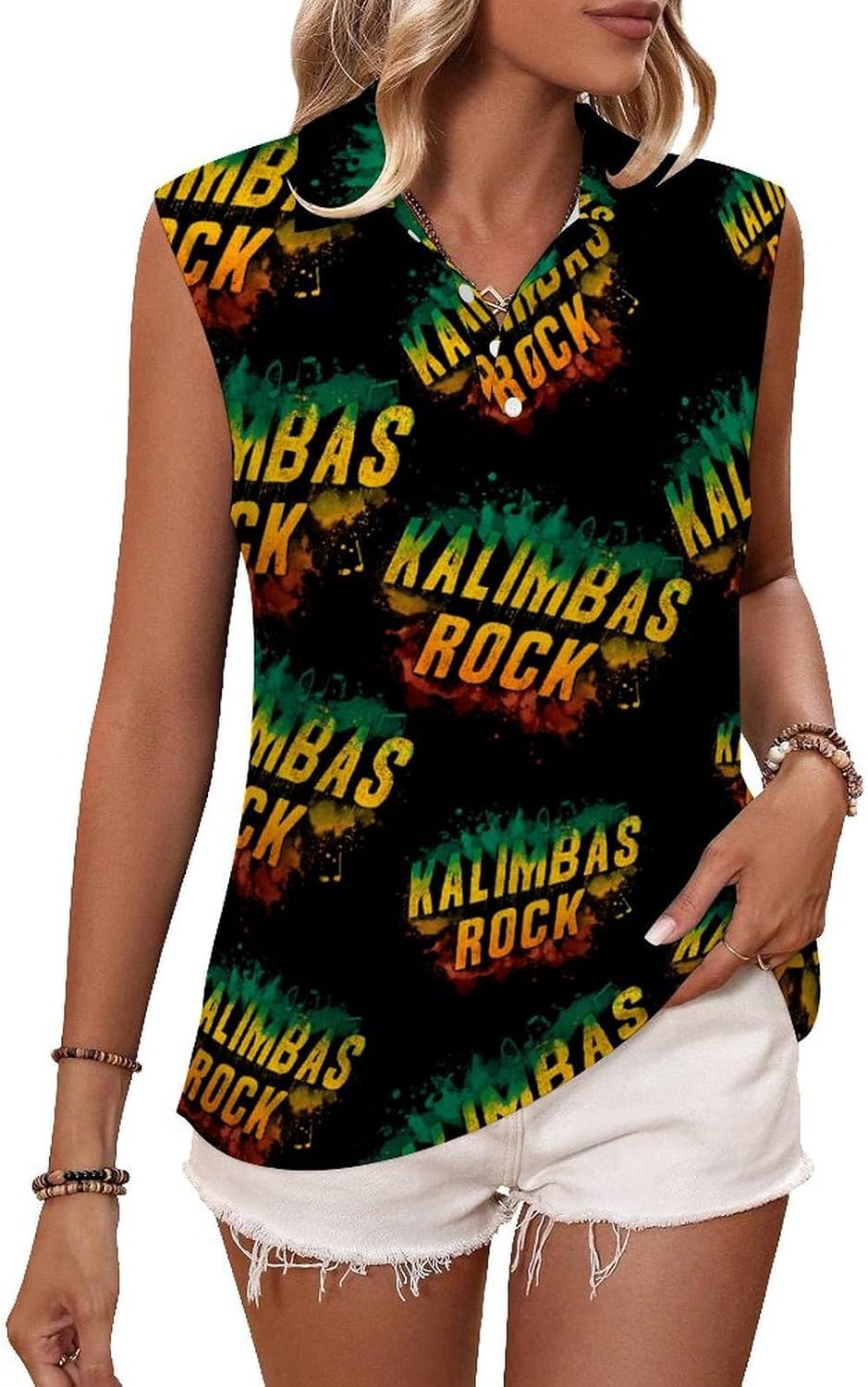 Kalimba Thump Piano Instrument Golf Polo Shirt Tank Tops Running Vest for Women