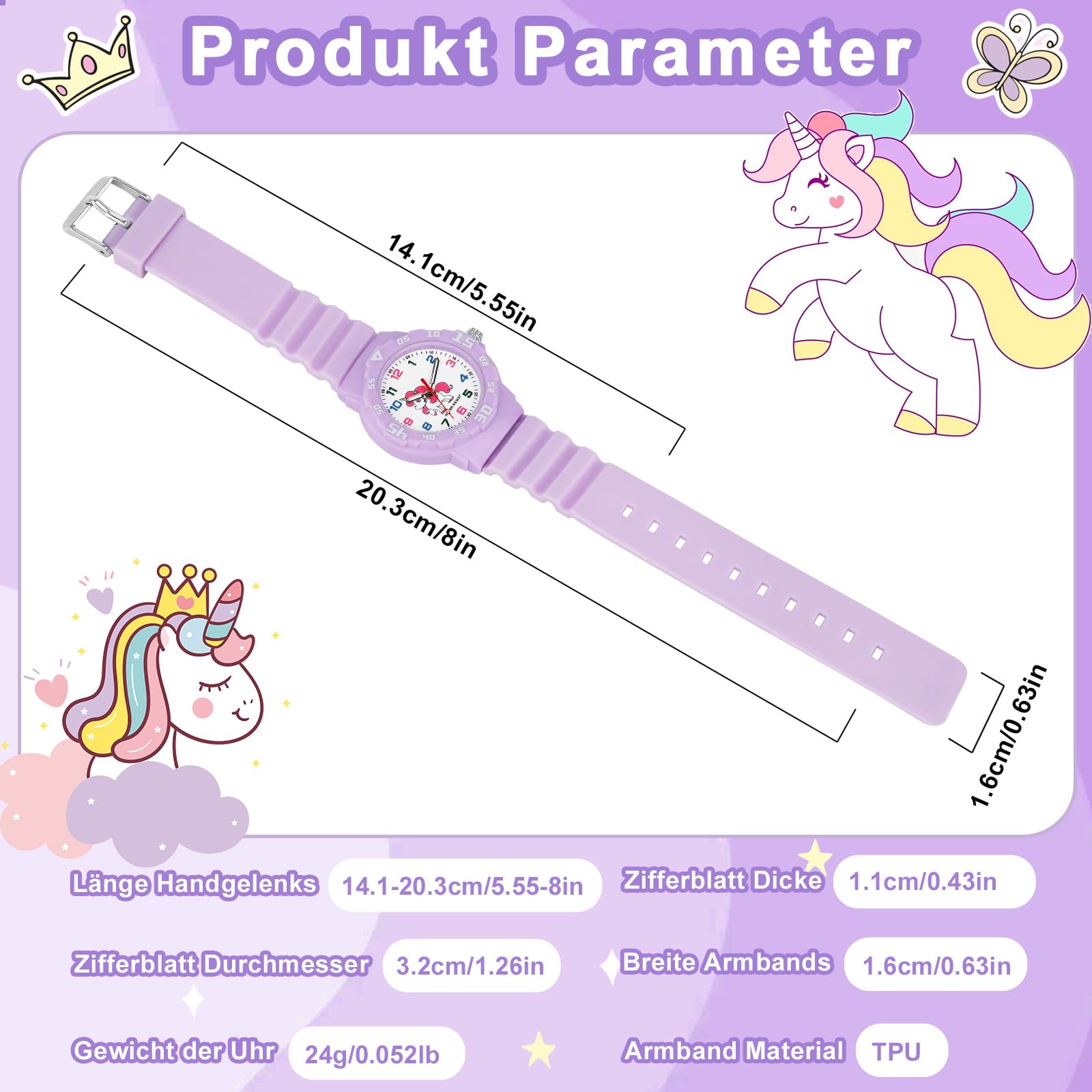 TENOCK Orologio Analogico Per Bambini Per Ragazzi E Ragazze Orologio Per Bambini Con Luce Notturna 30 M Impermeabile Per 4-12 Anni Per Insegnamento Del Tempo O Regali Per Bambini