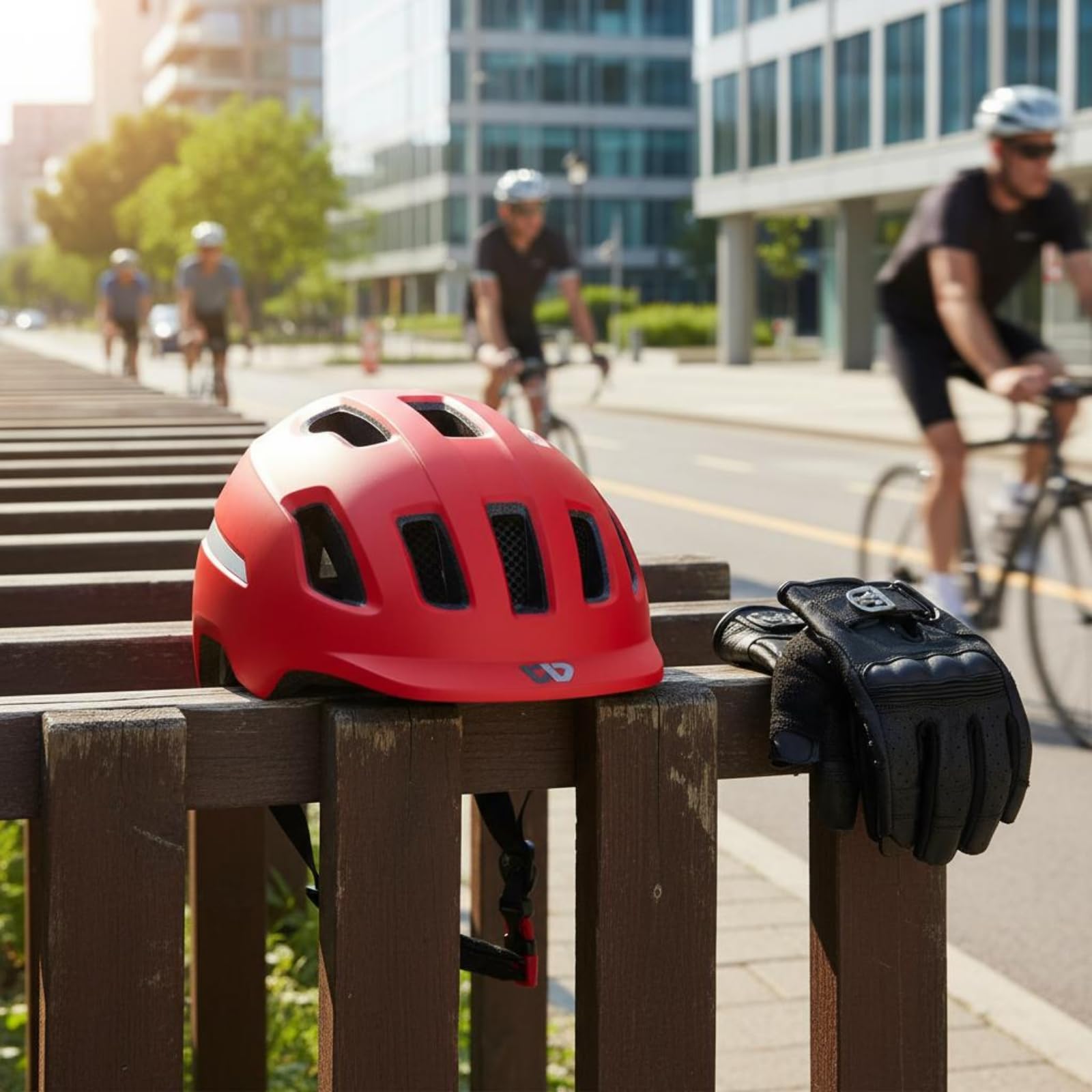 Casco da con Regolazione della Circonferenza Cranica con Chiusura Stabile con 12 di Sfiato con Rivestimento Interno Rimovibile E Lavabile con Strisce, Rosso