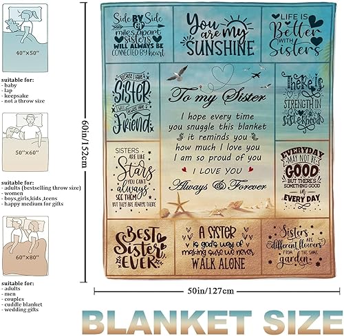 Miniatura 4 de Manta de regalo para hermana, ideas de regalos de cumpleaños para hermanas, regalos de cumpleaños para hermanas, regalo de mejor hermana para