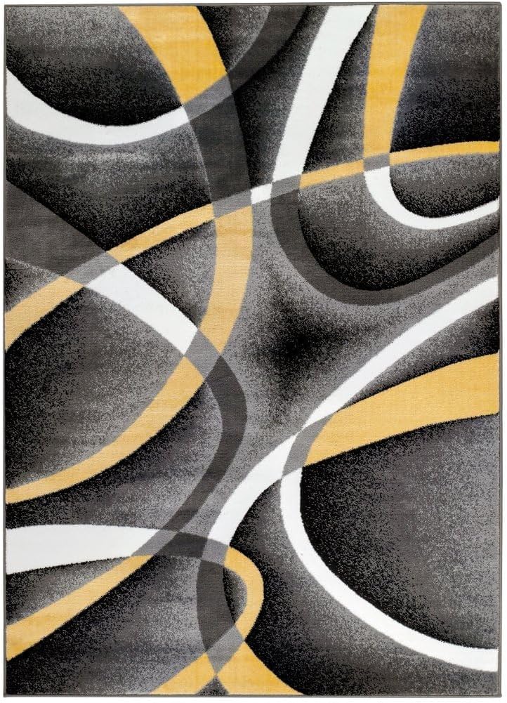 2305 Geometric Abstract Yellow 6x9 Area Rugs for Living Room