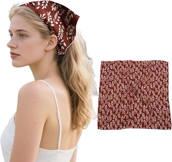 Floral Bandanas for Women Flower Cotton Square Scarf Headscarf Cute Hair Bandana for Garden Beach