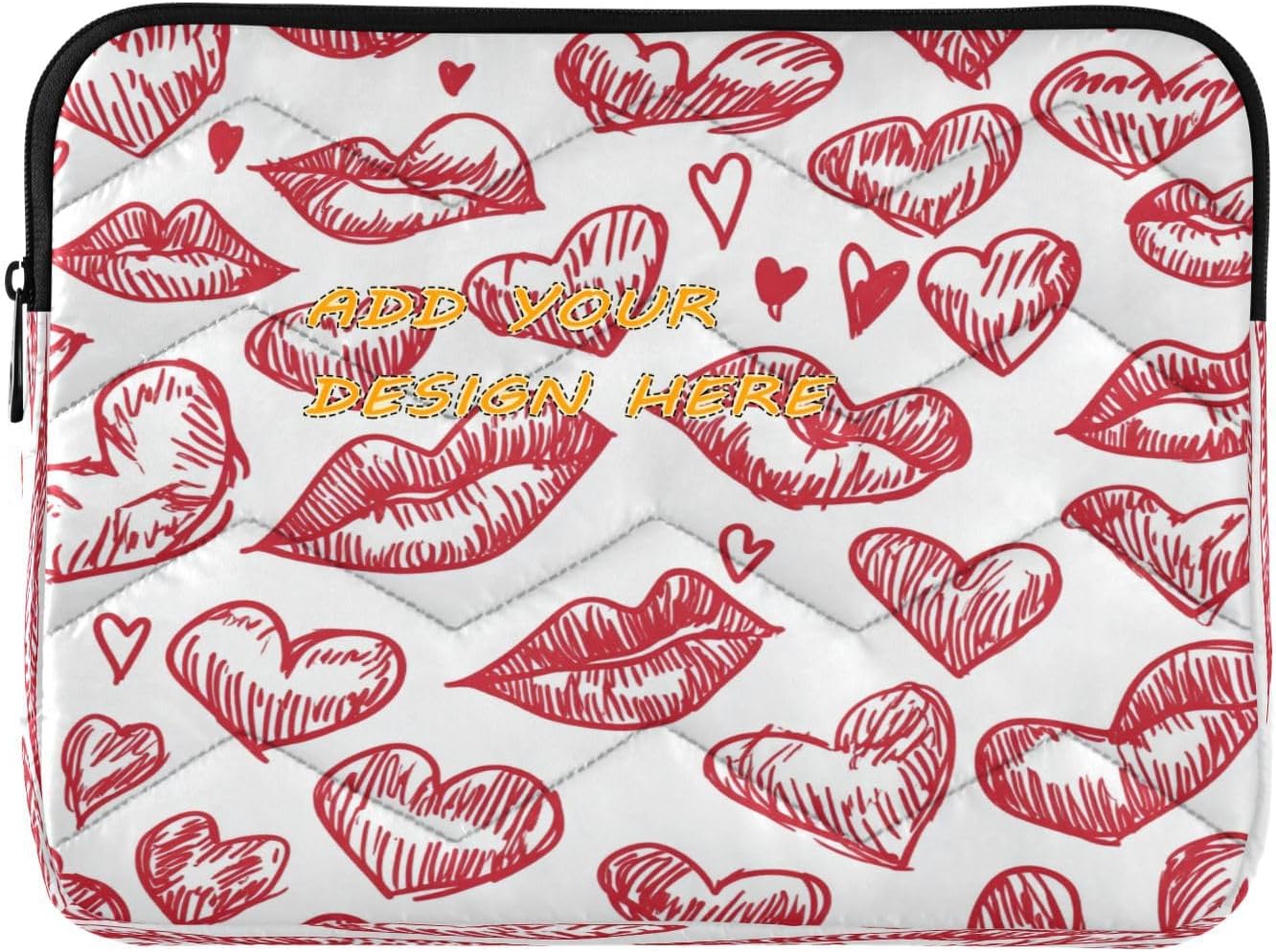 Custom Name Photo 13-14 Inch Concise Laptop Storage Bag Valentines Day Sexy Lips Hearts Personalized Tablet Briefcase Carrying Bag for Work Journey Bolsa para