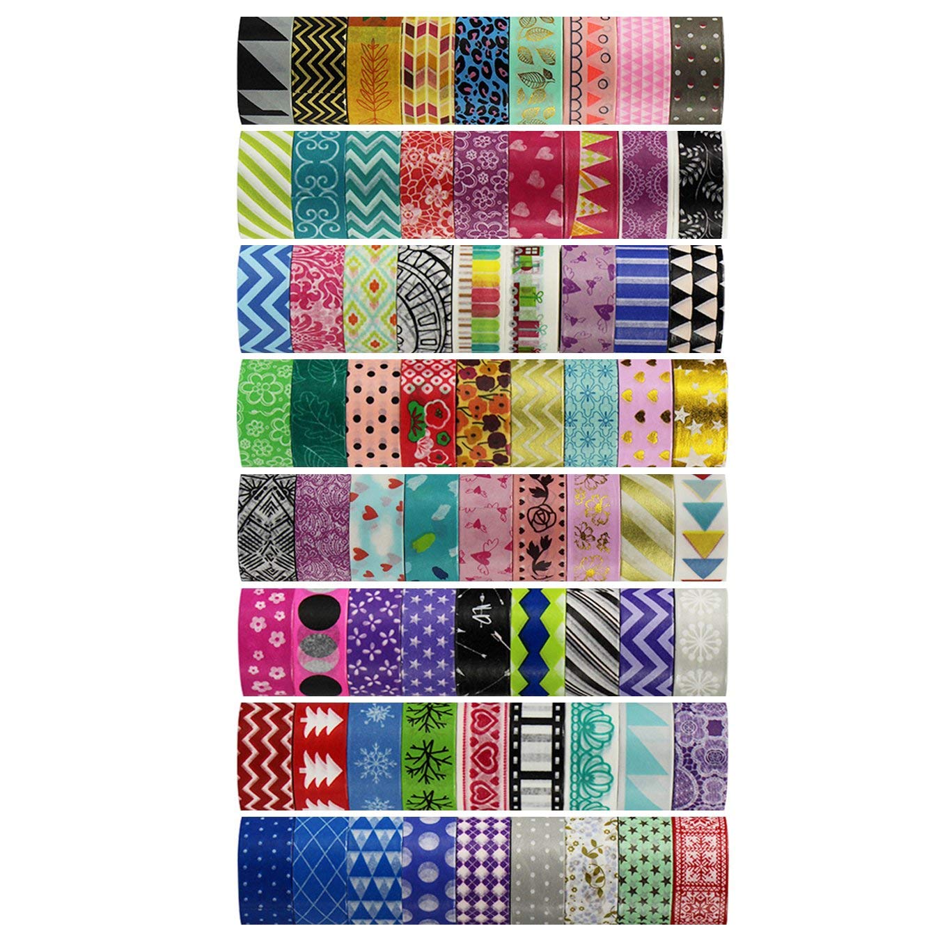 10 Rolls Different Patterns Decorative Washi Tape Masking Tape Adhesive Scrapbooking DIY Craft Gift (10 x Patterns)