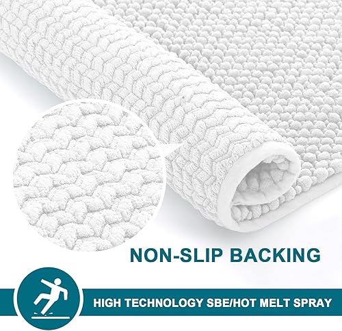 Miniatura 5 de Turquoize Alfombra de baño blanca extra grande, 59 x 20 pulgadas, lavable a máquina, perfecta para tapete de baño