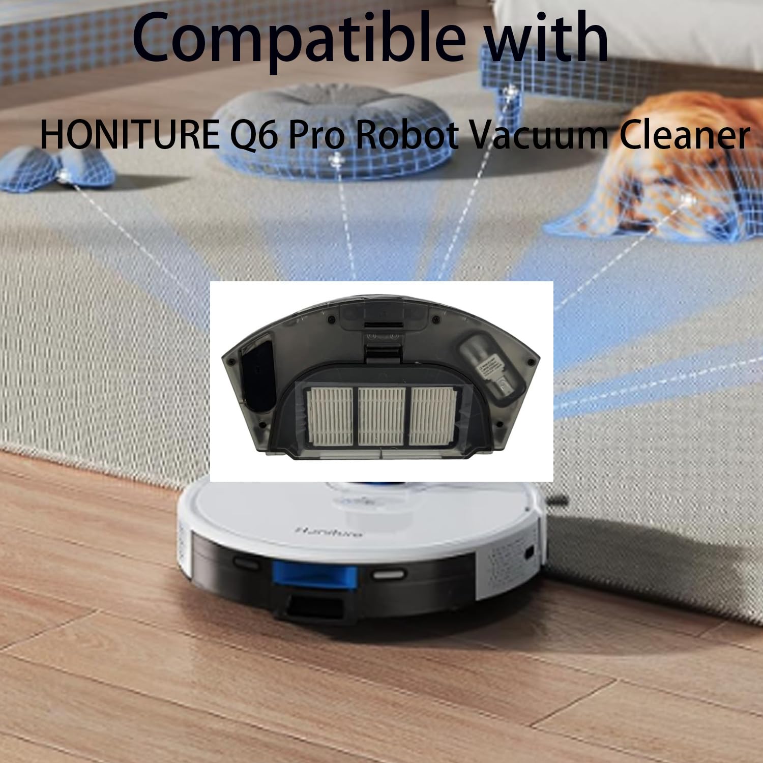 2-in-1-Wassertank-Staubbox, kompatibel mit HONITURE Q6 Pro, Ersatz-Set für Roboter-Staubsauger, Ersatzteile, Ersatzteile, Wasserspeichertank.
