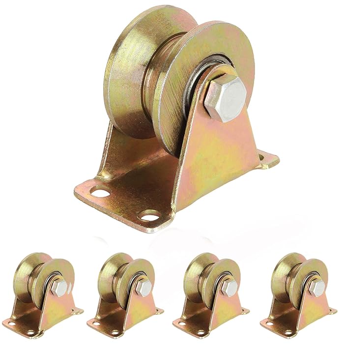 Buy 5 Pack 2" V Groove Wheel, Sliding Gate Track Roller with Bracket