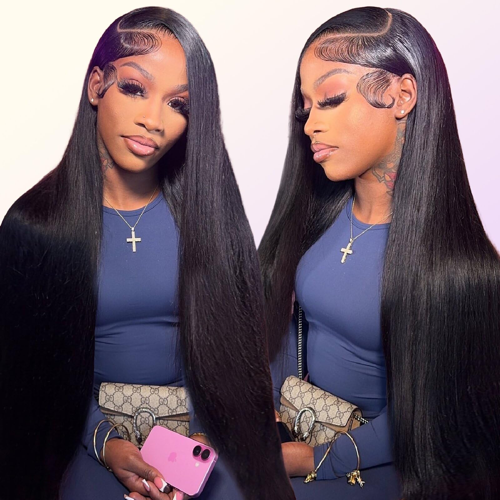 250% Density HD Full Frontal Wigs Human Hair 26 Inch Glueless Pre Plucked Bleached Knots Lace Front Wig 15A Grade Real Full Large Lace Space 13x4