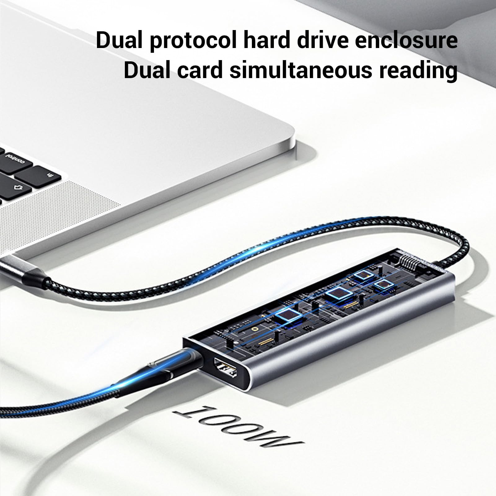 Adattatore Multiporta Hub TIPO C, Uscita Video 4K, Hub USB C per Laptop 8 in 1 per Lega di Alluminio Multifunzionale