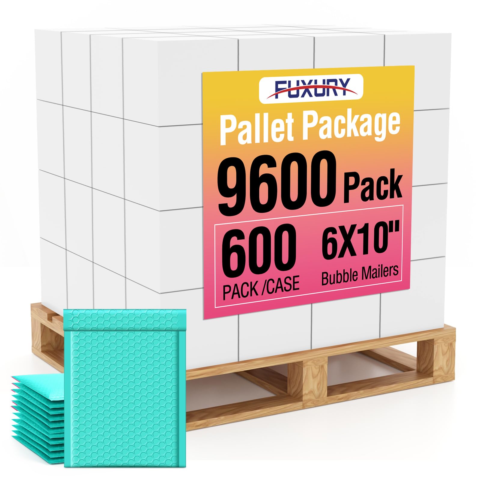 Fuxury Bubble Mailers 6x10" Teal Padded Envelopes 9600 Pack Bulk Pallet