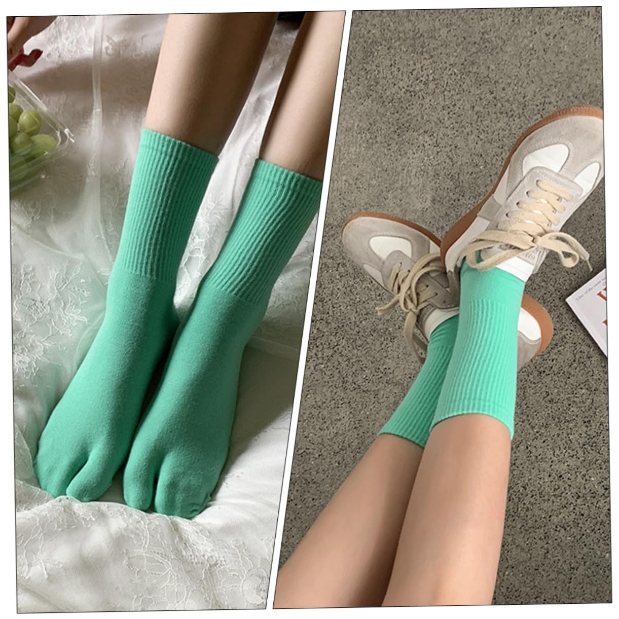 COLLBATH Elastic and Comfortable Japanese Clogs Socks Cotton Two-toed Breathable Socks for Women Girls