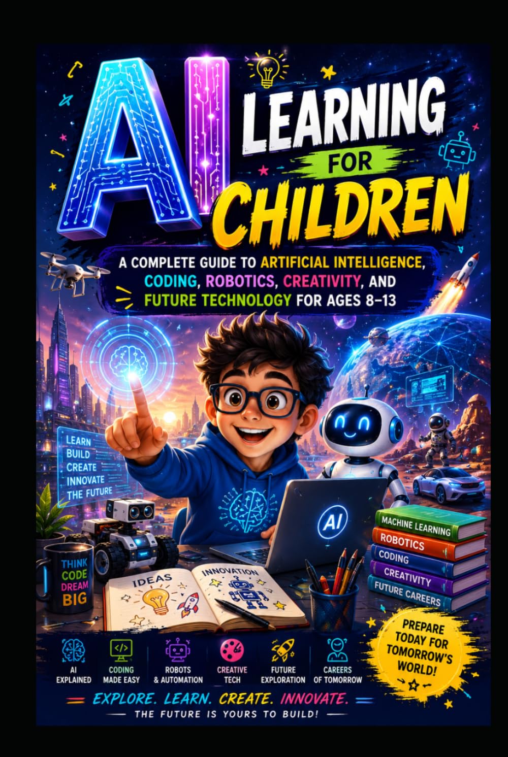 AI Learning for Children: A Complete Guide to Artificial Intelligence, Coding, Robotics, Creativity, and Future Technology for Ages 8–13, “Interactive STEM Learning for Future Innovators”