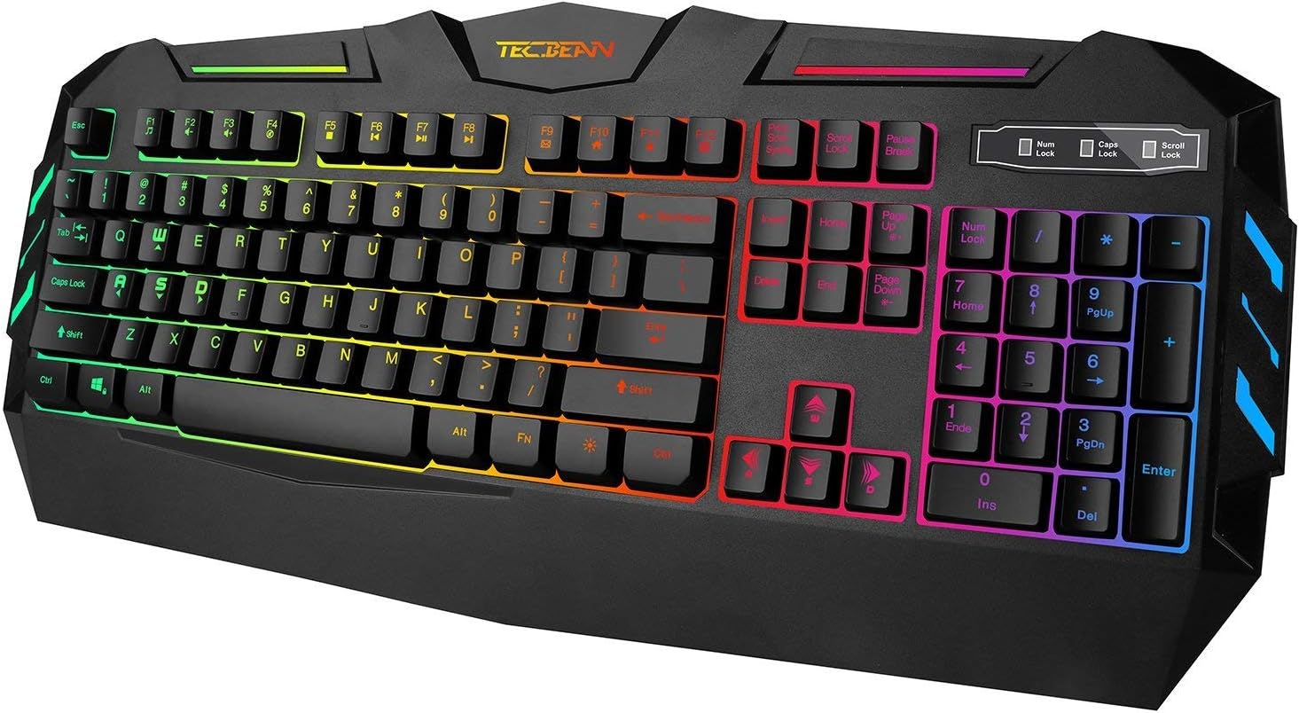 TEC.Bean Rainbow LED Backlit Wired Office Gaming Keyboard