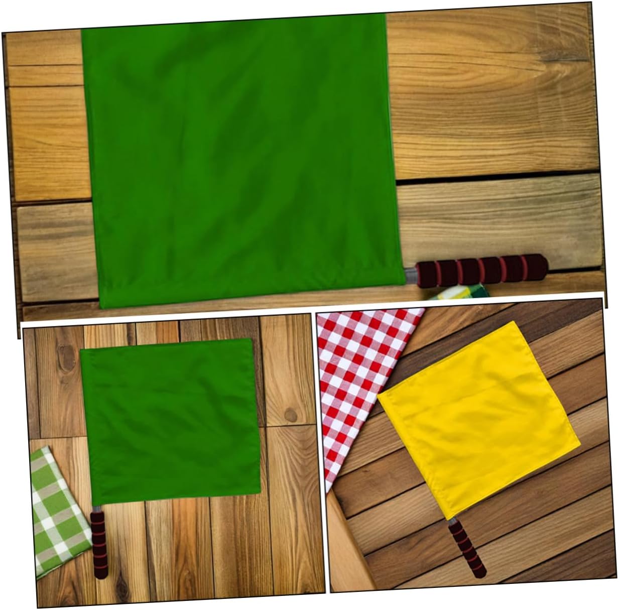 2pcs Handheld Signal Flags for Traffic and Sports Yellow and Green Safety Flags for Referees and Conductors Portable Competition and Training