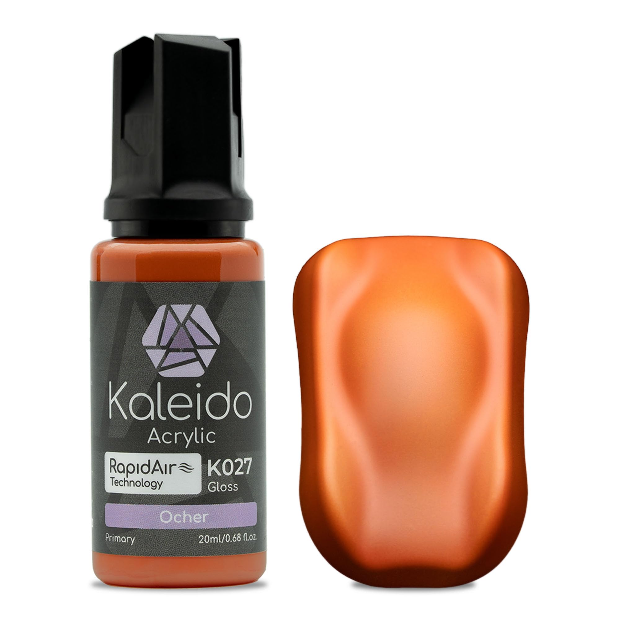 Kaleido Primary Colors 20ml K027 Ocher, Water-Based Acrylic, Airbrush Paint for Scale Models, Gundam, Mecha, Miniature, Figures, Car & Sci-Fi Kits, Pre-Thinned, High Gloss, Fast-Drying