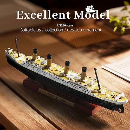 Miniatura 6 de 1/1250 RMS Titanic Modelo de Barco Crucero Clásico de Aleación Metálica Fundida a Presión Modelo de Barco Legendario Crucero Británico con Soporte