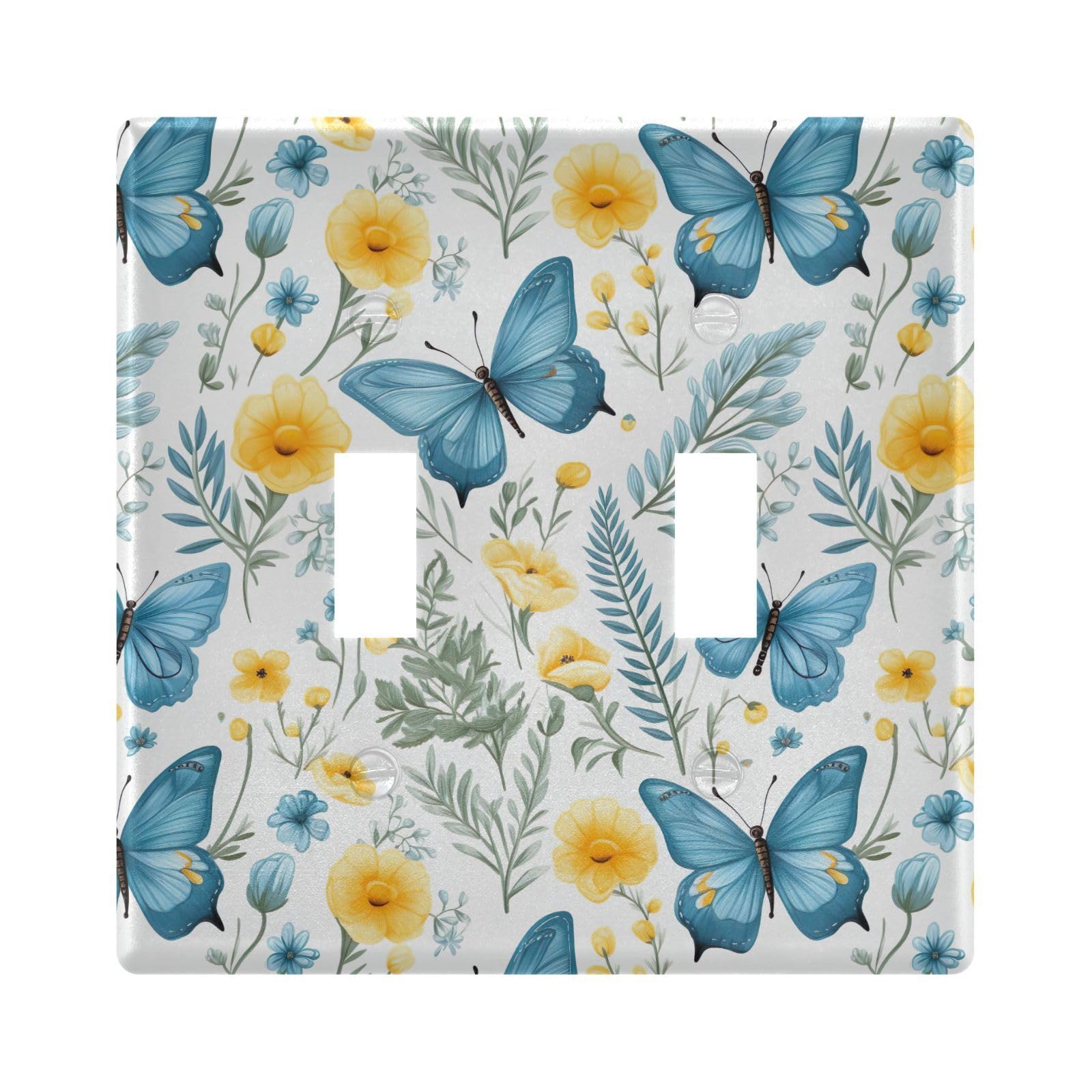 UMIRIKO Blue Butterfly Floewr Spring Light Switch Cover Plate Covers Decorative Double Toggle Home Decor 202b3299