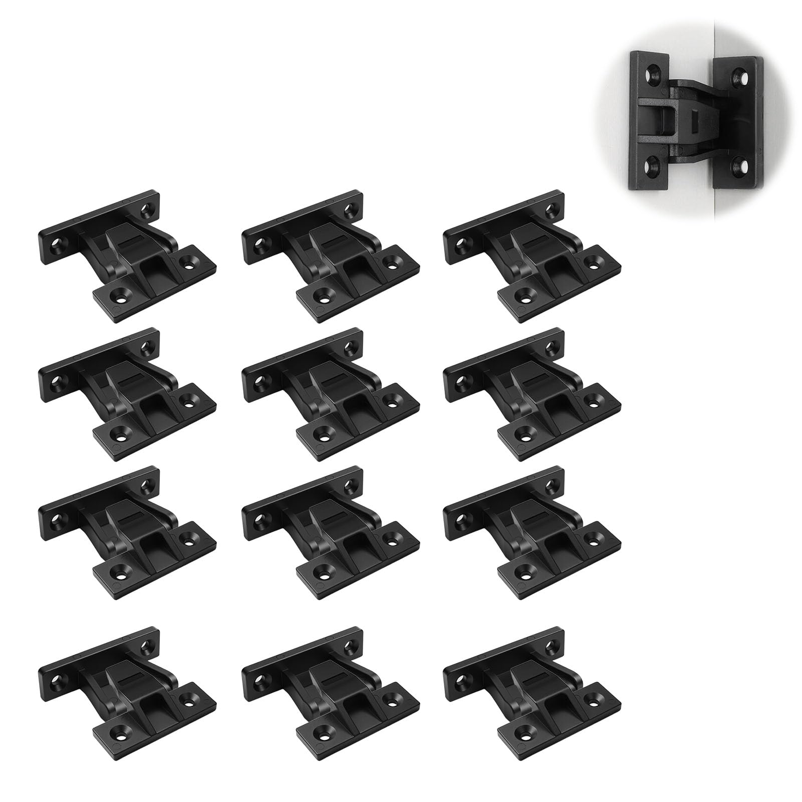 12 Pairs Keku Push in Plinth Fasteners, Fittings Bath Panel Clips, Load Capability 20kg,Press Fit Panel Clips, Hidden Furniture Panel Board Connector for Kitchen Cabinets Bed Table Wardrobe (Black)