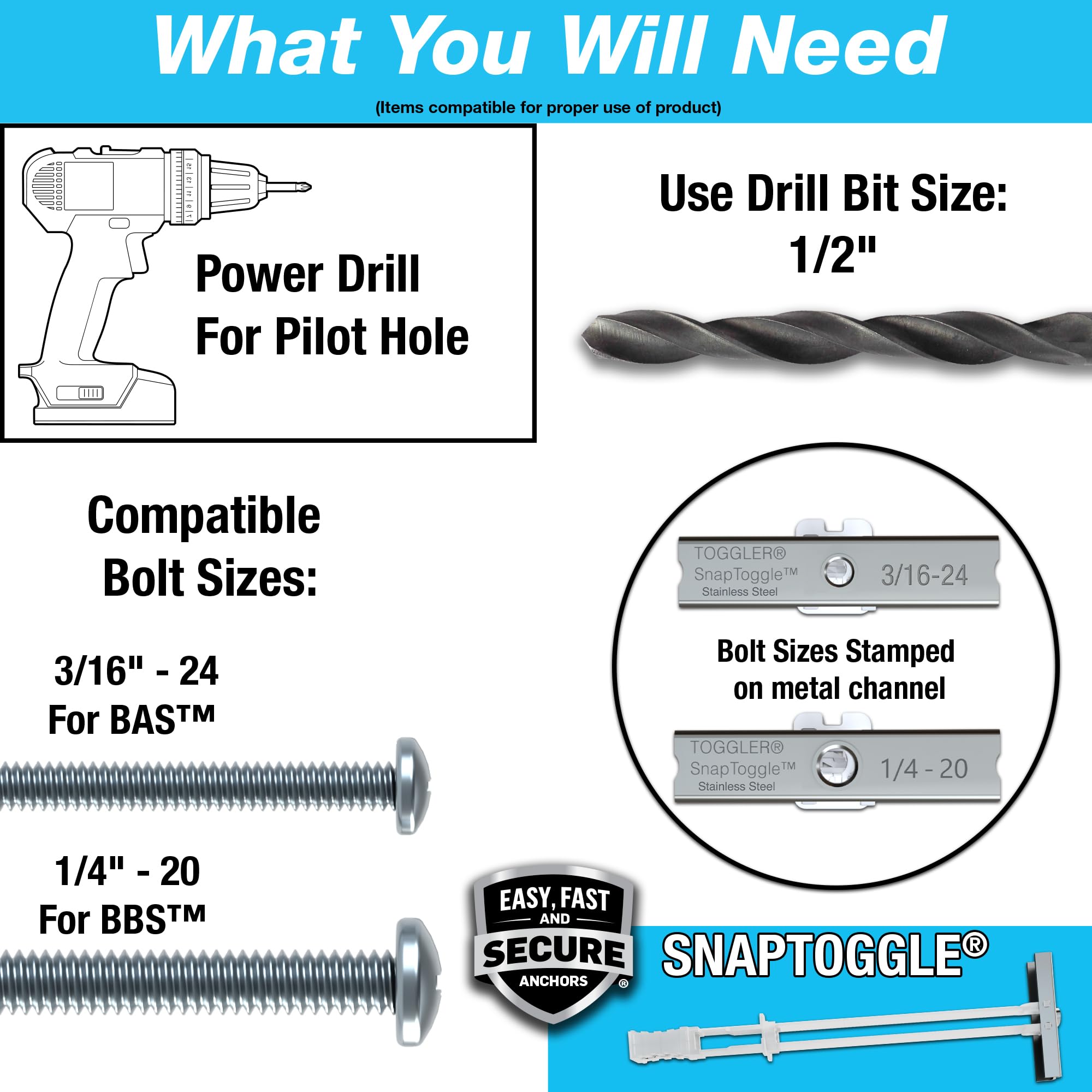 TOGGLER SNAPTOGGLE BBS Toggle Anchor 14-20 UNC 100 Pack wo Bolts | 304 stainless steel toggle anchors for 14-20 UNC bolts. Bolts not included product thumbnail 4