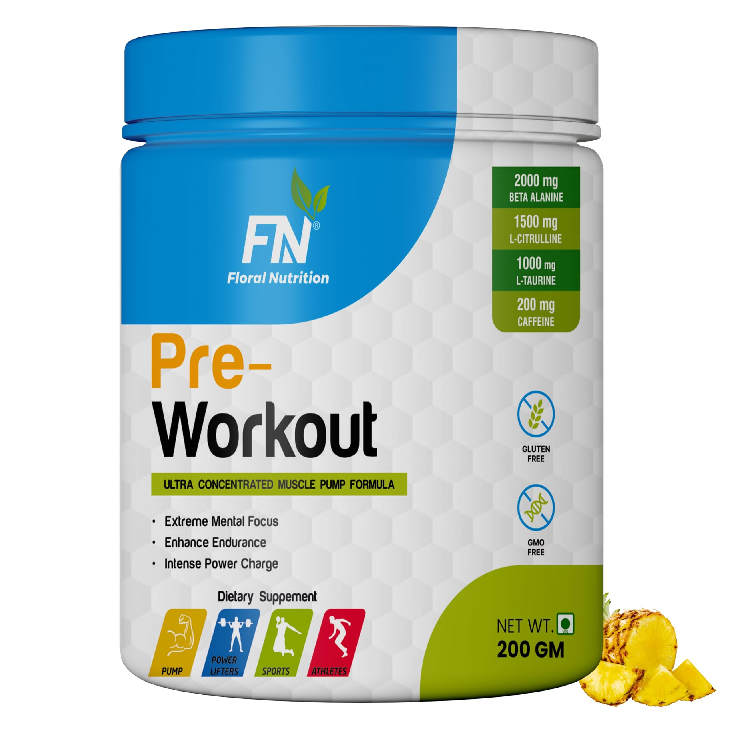 Floral Nutrition Pre Workout Amino Acid for Power, Stamina and Athletics Performance_200gm Powder (Pineapple Flavor) (B09QQHJ6PZ) Amazon Price History, Amazon Price Tracker