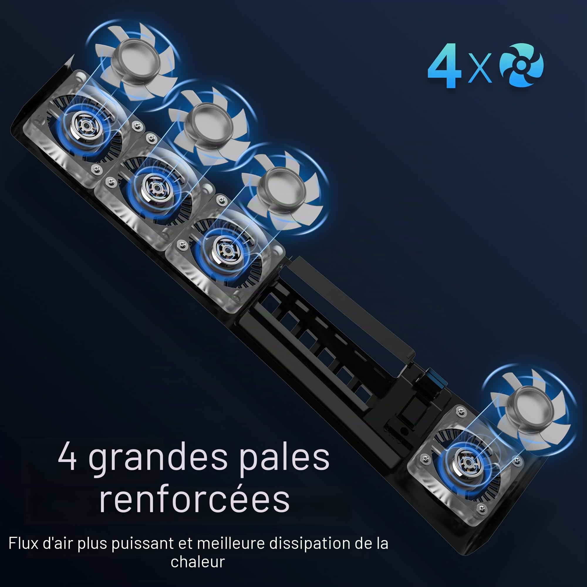JUSPRO Ventilateur de refroidissement pour PS5 Pro, silencieux amélioré avec 4 ventilateurs de refroidissement avec vitesse réglable, marche/arrêt automatique, accessoires de refroidissement avec port