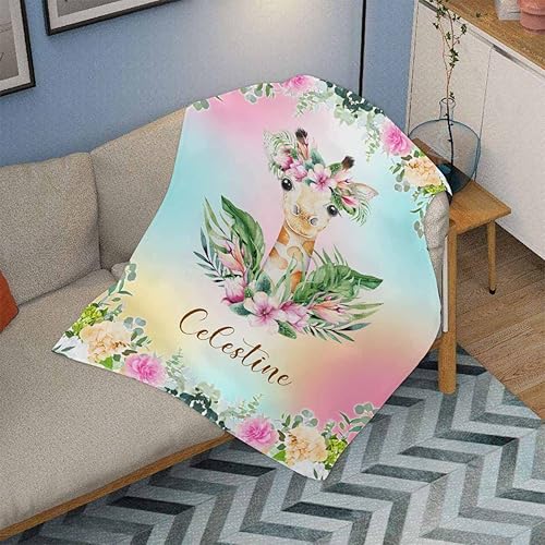 Miniatura 9 de Manta de oso personalizada con nombre para niños pequeños mantas suaves personalizadas de animales florales para bebés lindas mantas de forro polar