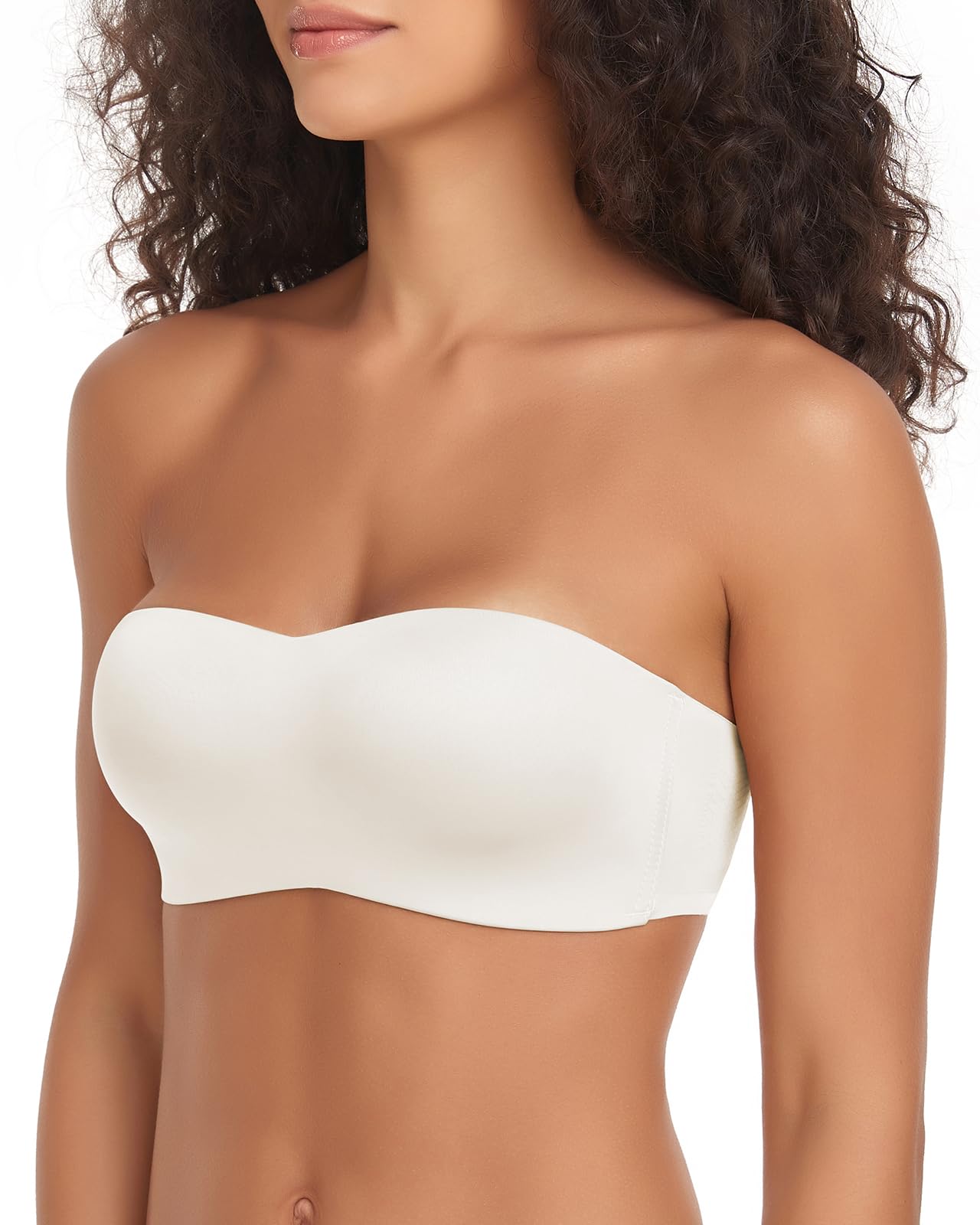 WOWENY Strapless Bras for Women Non-Slip Silicone Padded Bandeau Bra Seamless Wireless Tube Top Strapless Push Up Bras