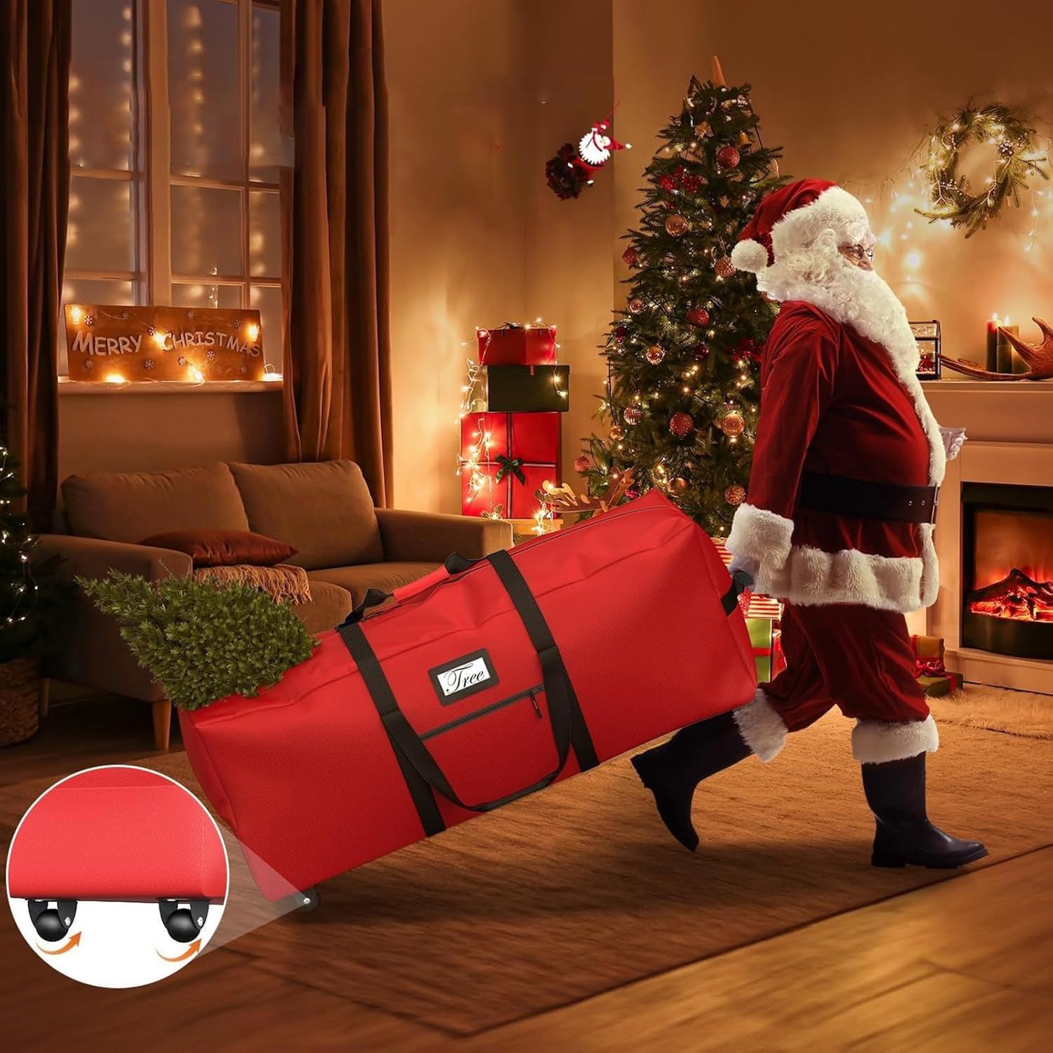 Christmas Tree Storage Bag Waterproof Dustproof Container for Artificial Tree Garland Travel Outdoor College Kitchen Bedroom Living Room