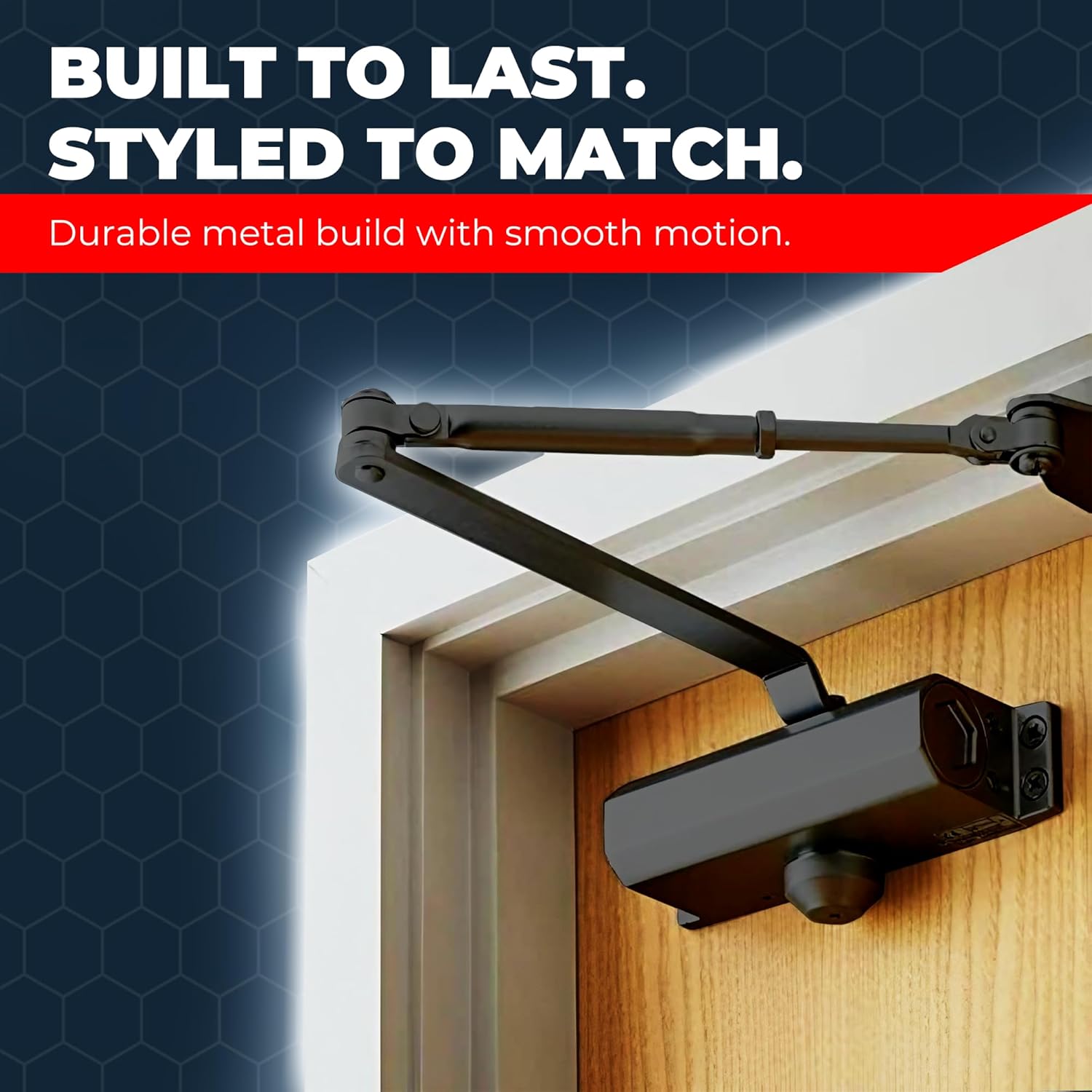Adjustable Door Closer Size 2–4 | Commercial & Residential Hydraulic Door Closer | CE & UL Certified | Heavy Duty Automatic Door Closer (Matt Black)