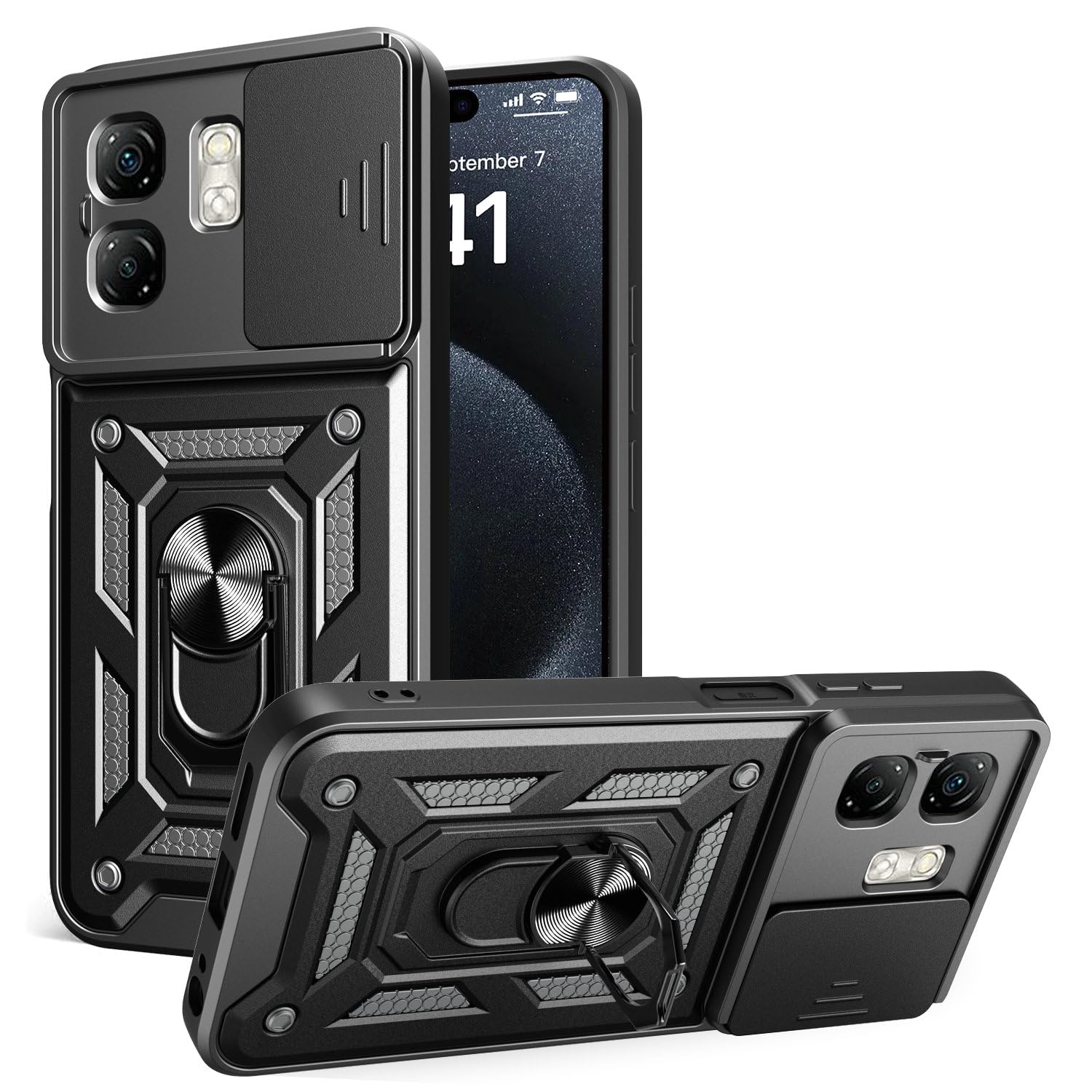 Coque Infinix Smart 9 noire avec housse d'objectif intégrée - 7