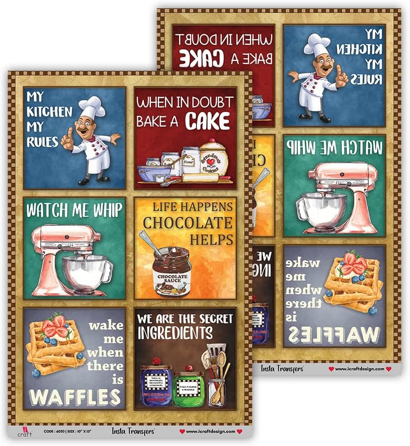 iCraft Water Transfer Sheet -6020 | Image Transfer| Insta Transfers' | DIY Art | Craft | Scrapbooking | Home Decoration (Pack of 1 Pc)