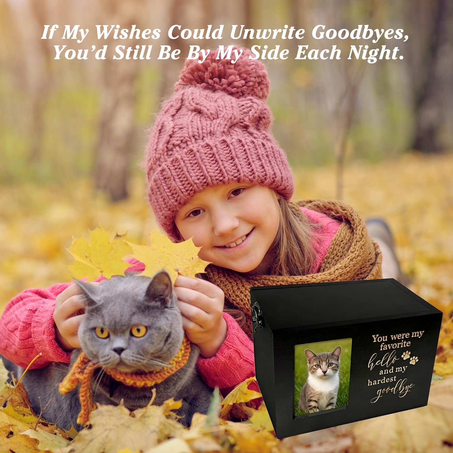 Dog Urn,Pet Urns for Dogs, Up to 80lb Pets,Pet Urn, Dog Urns for Ashes & Cat Urn, Medium Wooden Memorial Box with Photo Frame, Black Flannel Lining
