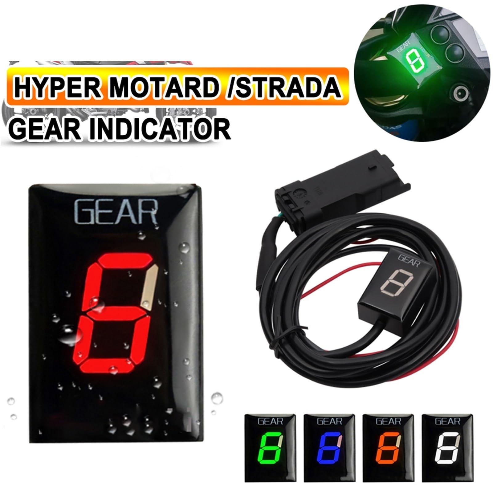 Indicatori di marcia, For Ducati, for HyperMotard HyperStrada Hyper Motard Strada Moto Indicatore di marcia a 1-6 livelli Accessori Indicatore di marcia (Size : Bracket-Black)