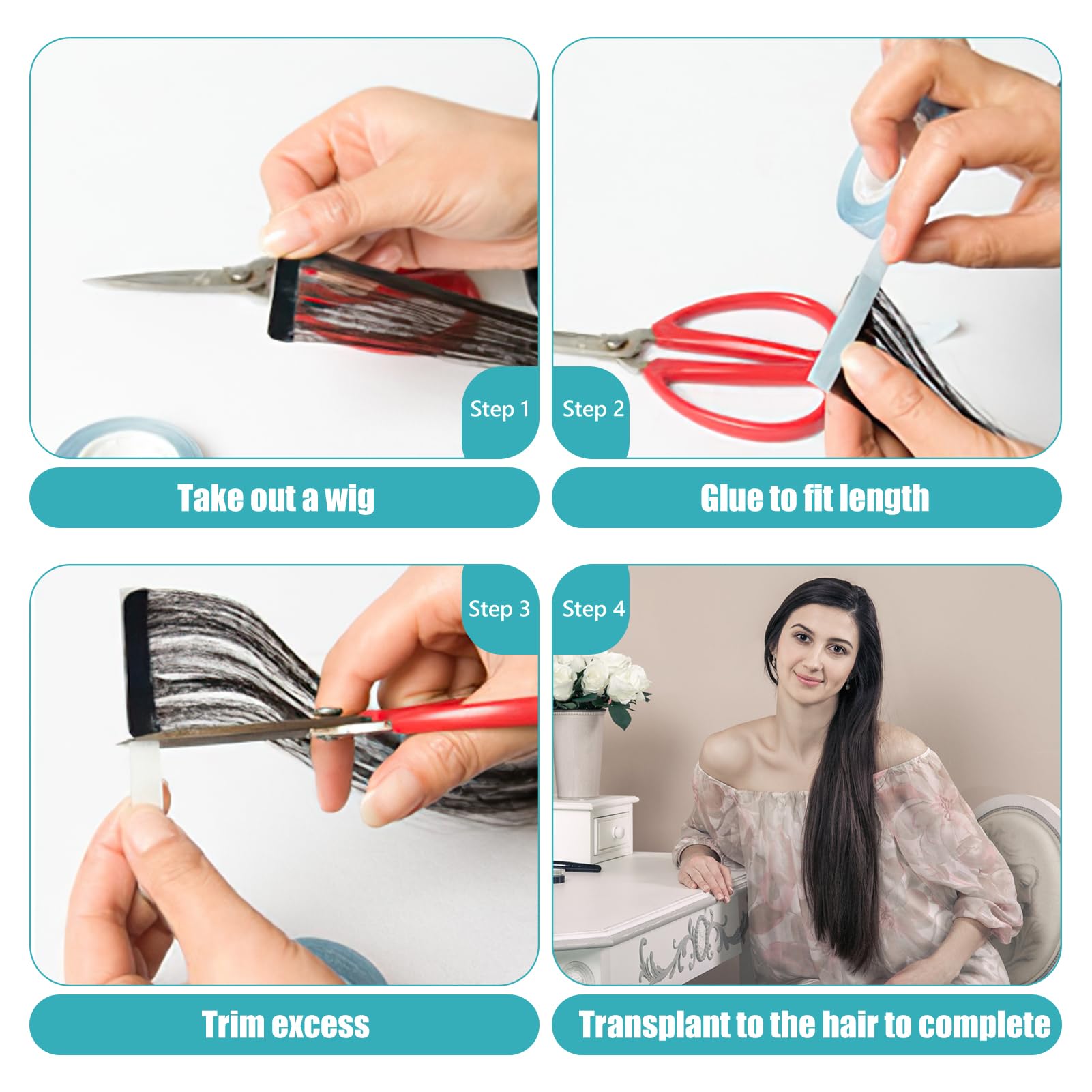 Cinta Adhesiva de Doble Cara Super Fuerte para Pelucas y Extensiones de Cabello, Encaje Frontal, Resistente al Agua, 1 cm x 3 Yardas, Ideal para Pelucas, Toupees y Extensiones de Cabello Humano