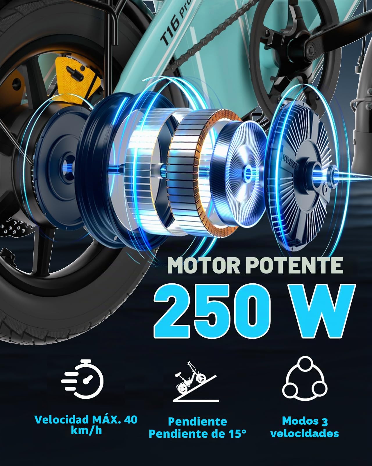 Bodywel T16Pro 14 Zoll Klappbares E-Bike Exklusives Gepäckträger Set mit Rücklicht, inkl. Montagematerial