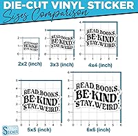 Vista 3 de (3 unidades) - Calcomanías de lectura con texto en inglés "Be Kind Stay Weird", calcomanía de vinilo troquelado impermeable de 2 pulgadas