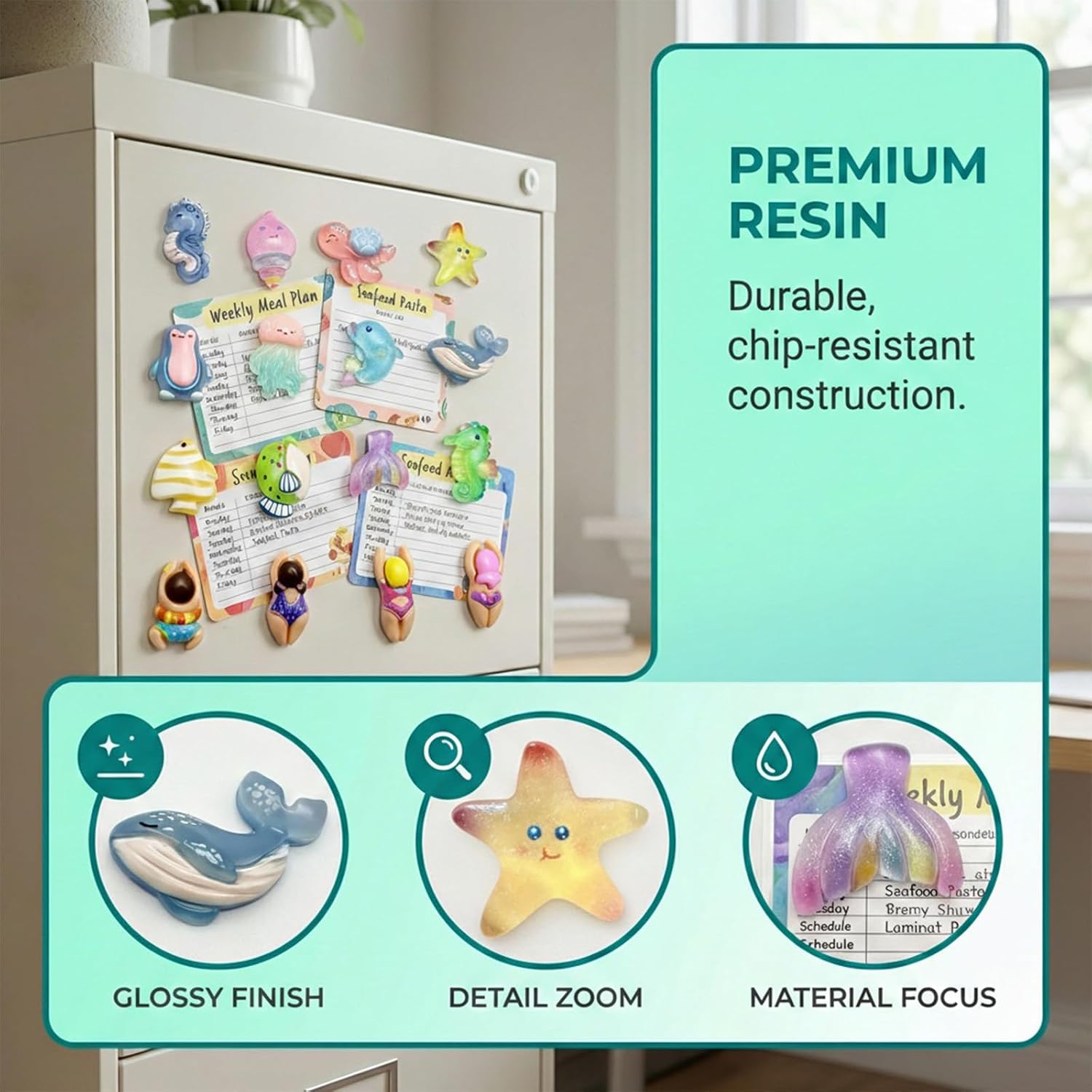 16Pcs Handmade Resin Sea Animal Fridge Magnets image 5