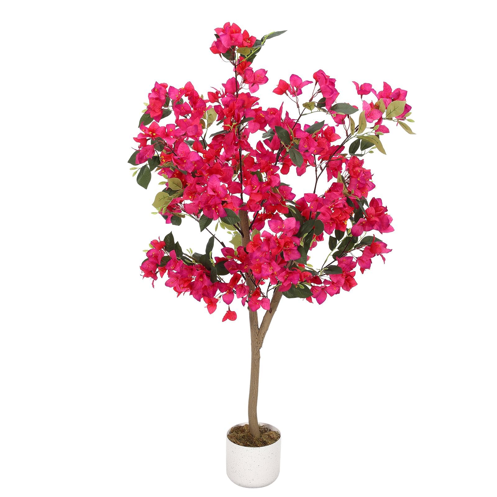Aptliton Bougainvillier Artificiel 120cm Tronc Bois Rose Branches Pot Plante Fausse Réaliste Décoration Intérieur Extérieur