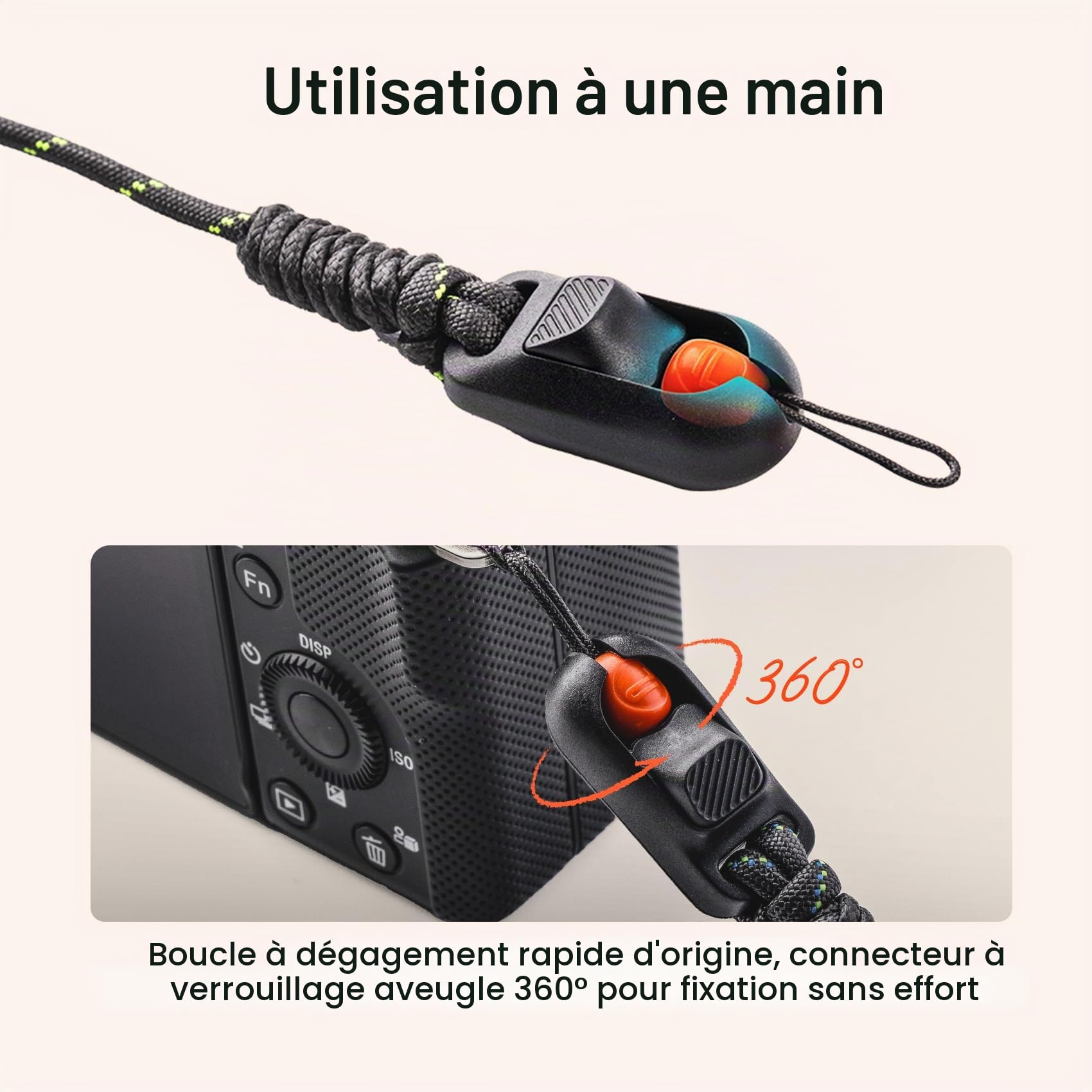 PGYTECH Sangle d'appareil photo Slim Réglable à dégagement rapide 820-1360mm Légère Multicolore pour appareils photo hybrides/compacts/Instax/numériques, Trendy Style