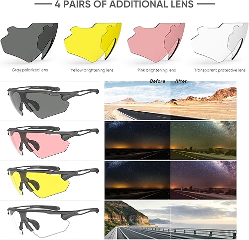 Miniatura 7 de Gafas de ciclismo, TR90 Marco irrompible Polarizado Anti-UV400 Gafas de sol deportivas