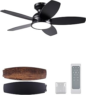 VONLUCE Ventiladores de techo con luces, ventilador de techo de 36 pulgadas y control remoto, motor CC reversible silencioso de 6 velocidades, 3CCT, ventilador de techo moderno para recámara, sala de