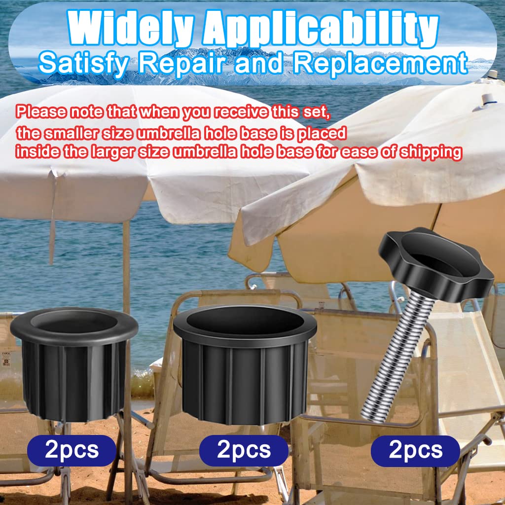 CHENGBEI 6 Pieces Umbrella Base Stand Hole Ring Plug Cover and Cap Patio Umbrella Holder Replacement Parts Metal Flag Pole Holder Base, Black