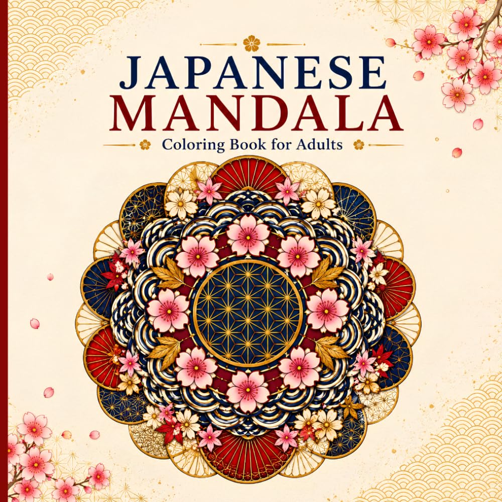 Japanese Mandala Coloring Book for Adults: Relaxing Japanese Patterns, Sakura Designs and Zen-Inspired Mandalas