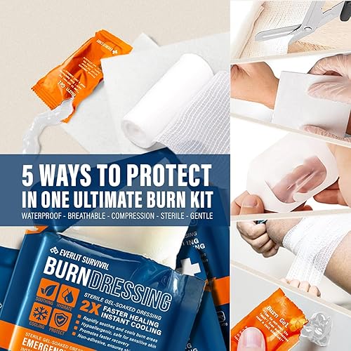 Miniatura 4 de EVERLIT Kit de quemaduras con apósito estéril impermeable para heridas  Apósitos de espuma de hidrogel, gel de quemadura, almohadillas